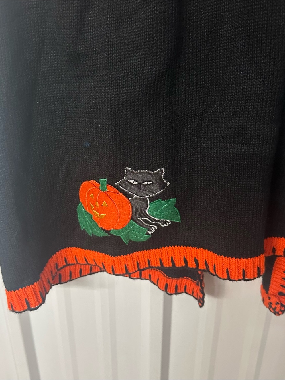 Vintage Halloween Appliqué Knit Sweater Vest Pumpkin Moon Cat Cottagecore 3X - Picture 6 of 8